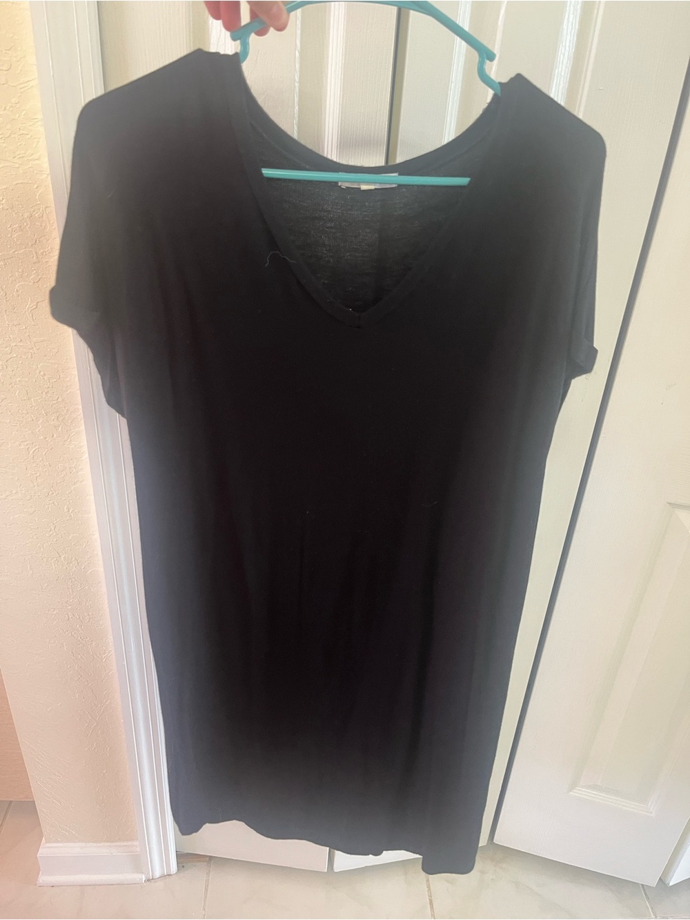 Black V-Neck Women's T-shirt dress